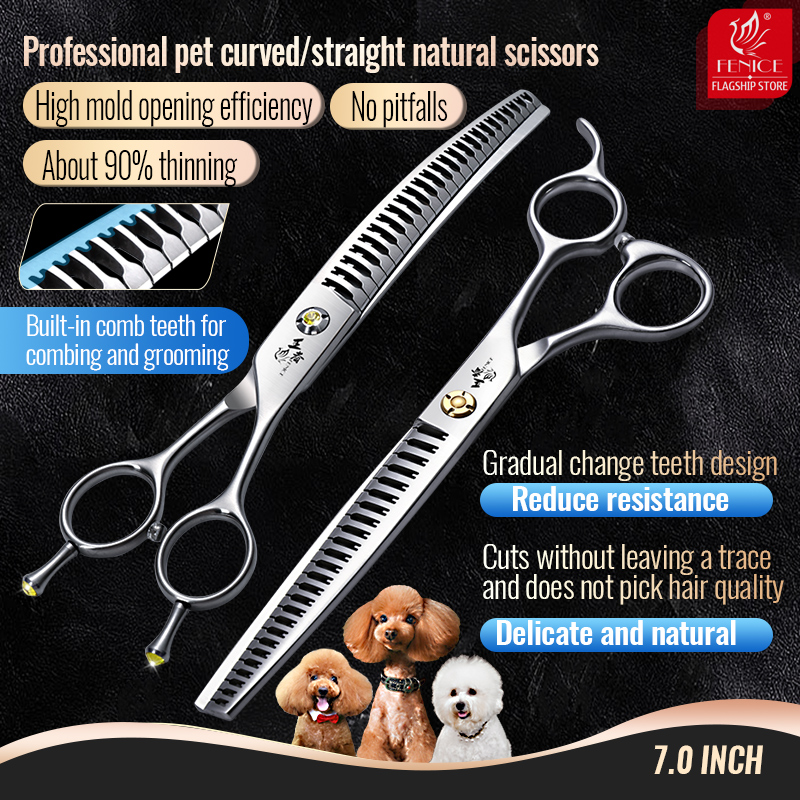 Grooming Scissors - Fenice VG10 Professional Pet Scissors, curvo